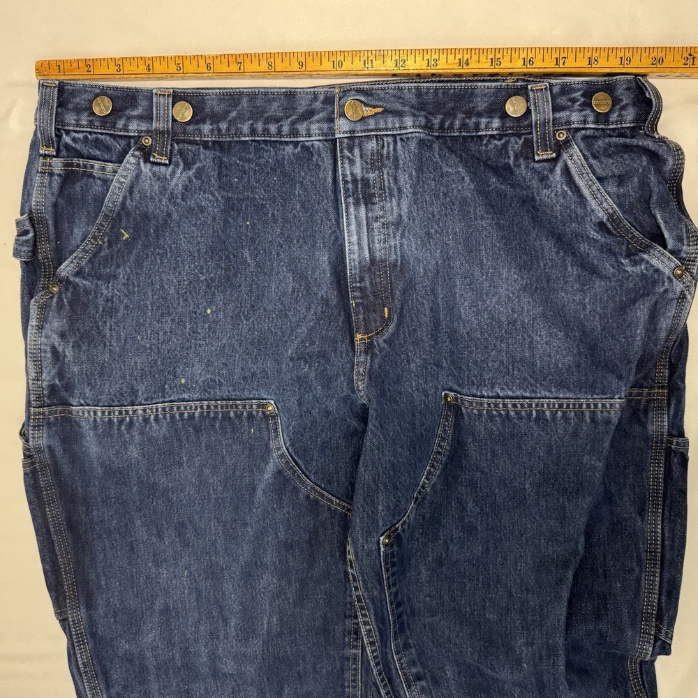 Carhartt Double Knee Jeans Stretch Mens 42x30 103890 Relaxed Fit Denim Dark Work - Picture 8 of 10